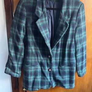 Plaid Women's Jacket - Green and Blue